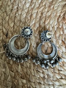 Oxidised Silver Chandbali