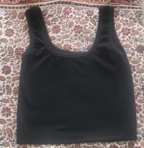 Black Square Neck Crop Top