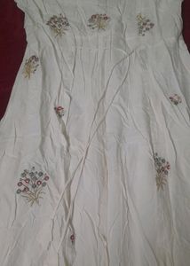 Branded Coat Model White Embriodry Dress