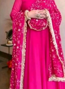 a pink/ rani colour anarkali dress for women