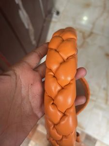 Orange Braided Handle Bag