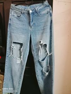 Blue Faded Ripped Denim