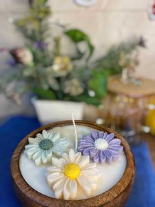 Floral Wooden Wick Candle