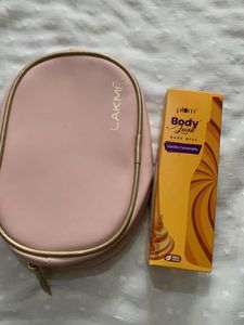 Lakme Makeup Bag & Plum Body Mist