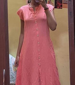 Coral Button-Down Kurta