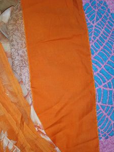 Pure Chiffon Orange And Beige Printed Saree