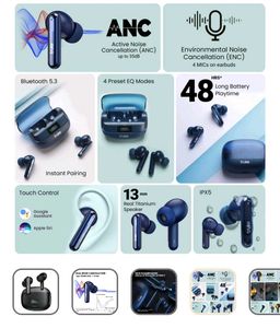 Truke Buds Vibe: 35Db ANCc, 4Mic Enc, 13Mm Speaker