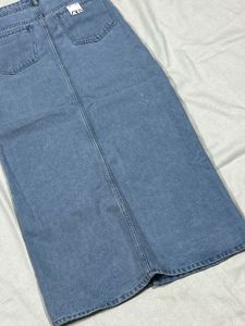 Zara Blue Denim Slit  Skirt