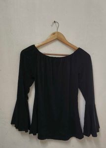 Trendy New Black Bell Sleeve Top