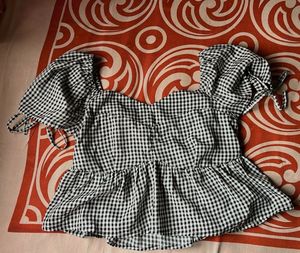 Gingham Peplum Top