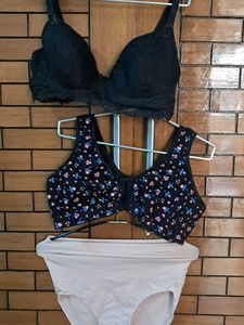 Combo  Of  Three  Front Open Bra N Panty