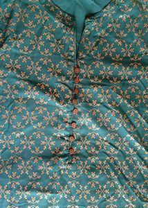Dark Green straight Collar Neck Kurta