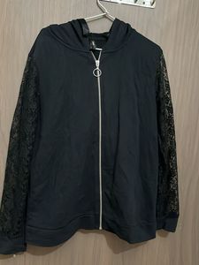 DEFACTO BRANDED COTTON JACKET Lace Sleeve Hoodie