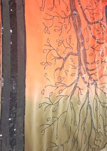 Brown &amp; Olive Green Sequin Georgette Saree