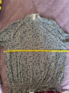Floral Print Turtle Neck Long Sleeve Top