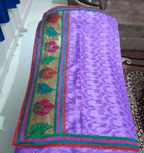 Purple Saree With Pink Blouse