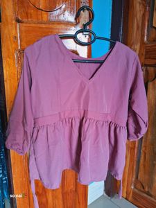 Mauve Ruffle Hem Top
