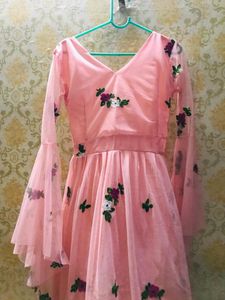 Pinkish Flared Knee Dress ,