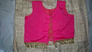 Pink And Gold Embellished Lehanga Choli For Girls
