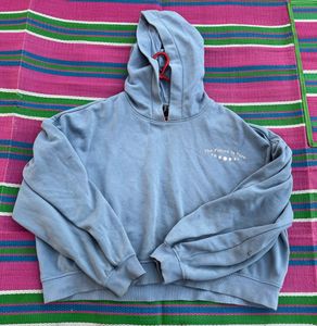 Blue Hoodie with Balloon Sleeves