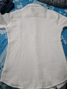 Men's White Corduroy Casual Shirt