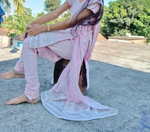 Pink Embroidered chudidar