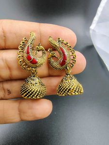 Peacock Jhumka Earrings