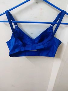 Non-padded blue cotton bra