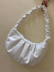 White Ruched Hobo Bag