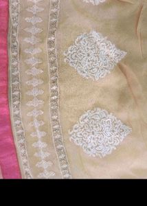 Beige emboidery soft light pure jorget dupatta
