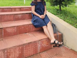 Off Shoulder Navy Dress