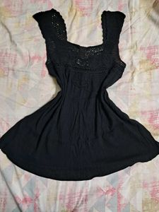 Black Crochet Boho Dress
