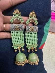 Unique Long Earring Light Green Colour