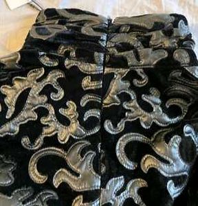 ZARA Black Faux Leather Velvet Top