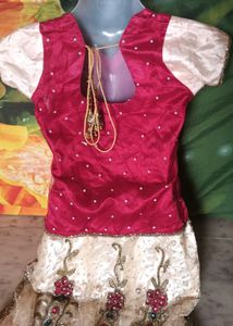 Stunning Pink &amp; Gold Embroidered Lehenga Choli Set