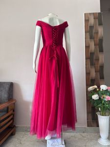 Aesthetic maroon A-line gown