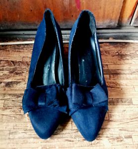 Navy Blue Block Heel