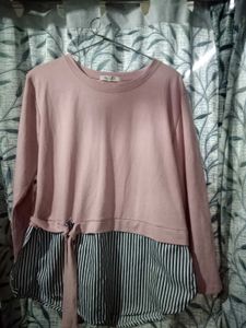 Cute Pink Sweatshirt with Stripes