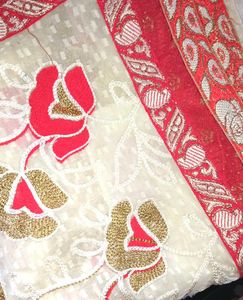 Red & Gold Embroidered Fabric