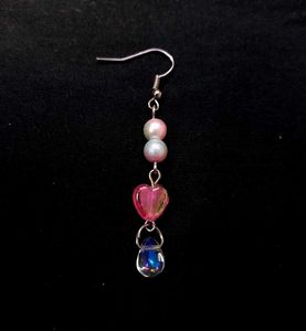 Stylish Handmade Beaded Earrings with Heart &amp; Drop