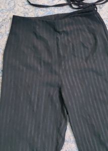 Urbanic Tie Up Charcoal Striped Trousers