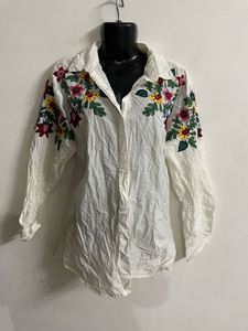 Zara Embroidered Shirt White