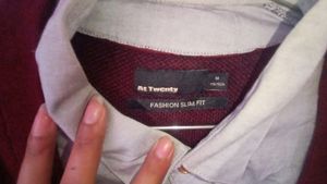maroon and silver shirt top