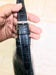 Croc-Textured Shoulder Bag