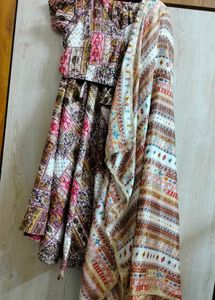 Patchwork Print Maxi Skirt