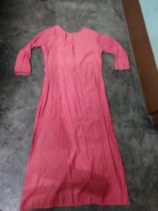 Pink Printed Kurta with Thread work