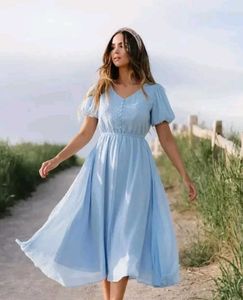 Elegant Blue Midi Dress