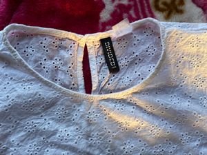 White Eyelet Button-Up Top