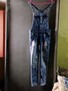Distressed Denim Dungarees