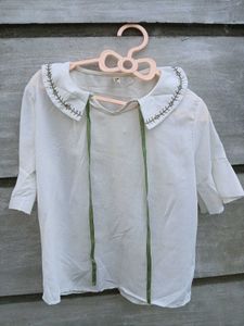Cute White Embroidered Top